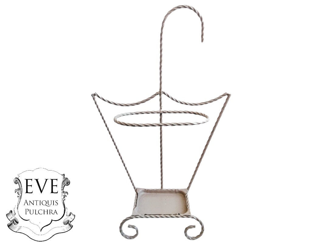 Vintage Français Parapluie en Fer Torsadé Bâton de Marche Stand Conteneur Stockage Porte Couloir Déc