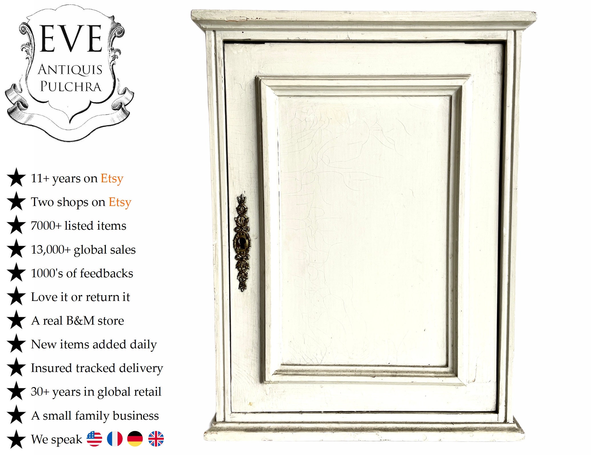 Vintage Français Bois Mur Suspendu Placard Rangement Coffre Secret Twisting Display Cabinet Pierre B