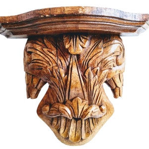 Vintage French Ornate Wooden Wood Wall Mounted Shelf Support Stand Display Wall Hanging Display Decor Finishing circa 1970's / EVE de France