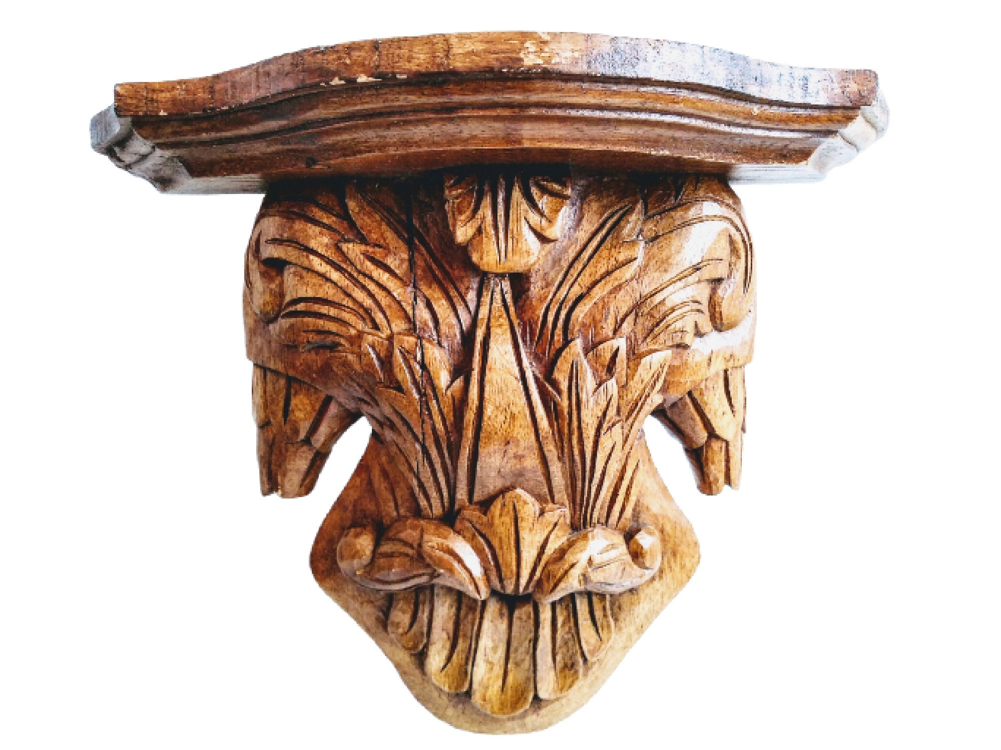 Vintage Français Ornate Wooden Wall Mounted Shelf Support Stand Display Hanging Decor Finishing Circ