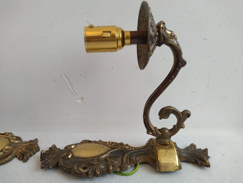 Vintage French Brass Bronze Wall Hanging Electric Light Etsy