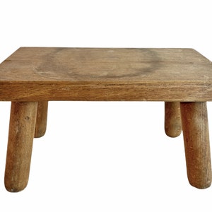 Vintage French Wooden Brown Natural Wood Small Milking Stool Chair Bench Stand Display Rest Plinth Seating Prop Tabouret c1980-90&#39;s / EVE