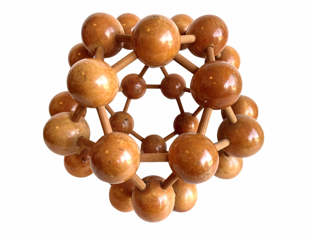 Vintage French Lacquered Wood Atom Model Statue Representation Figurine ...