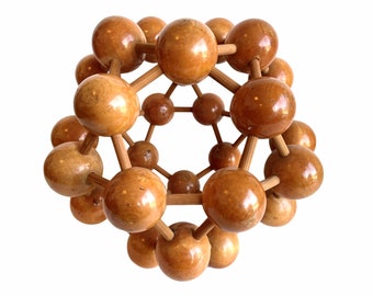 Vintage French Lacquered Wood Atom Model Statue Representation Figurine Ornament Display Scientist Doctor Study c1960's / EVE de France