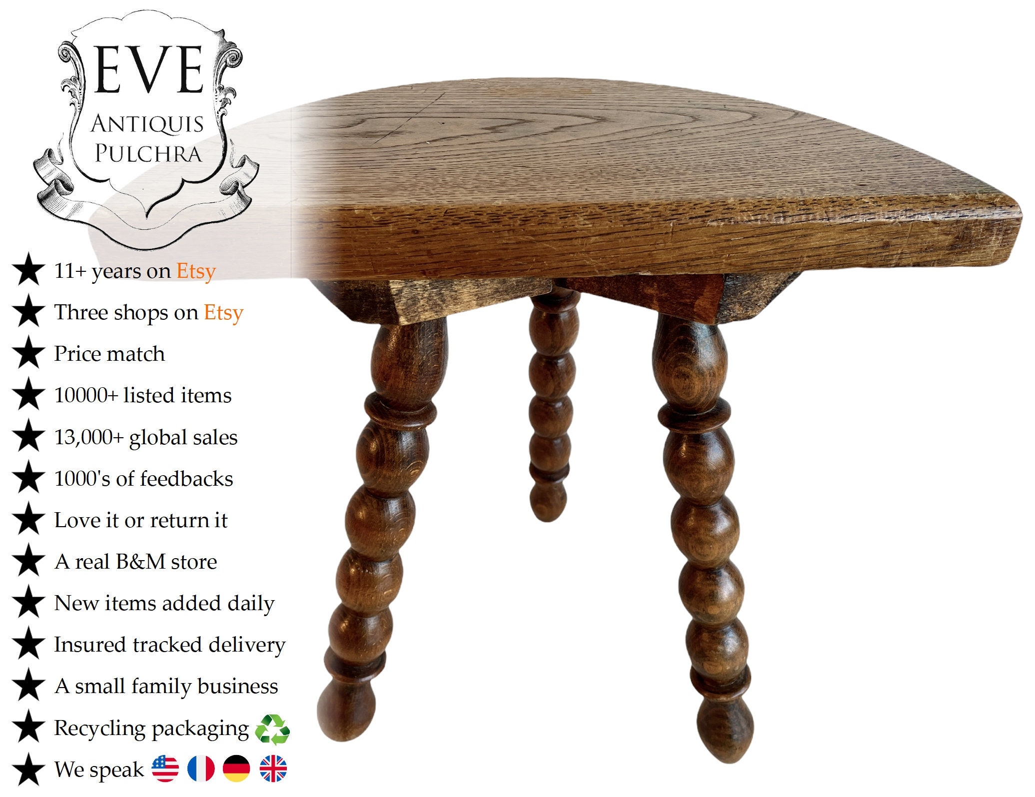 Vintage Français D Tabouret Traditionnel Petite Traite Bois Marron Chaise Stand Affichage Plinth Sea