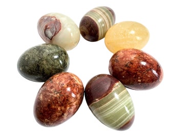 Vintage French Assorted Stone Egg Eggs Instant Collection Ornament Figurine Kitchen Display Piece Prop c1950-80's / EVE