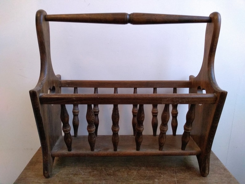 Vintage French Wooden Varnished Wood Magazine Newspaper Rack | Etsy