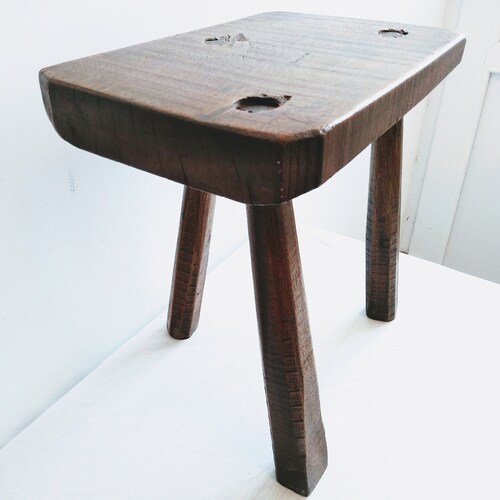 Vintage French Stool Wooden Brown Heavy Natural Wood Small Bench Chair shops Stand Display Rest Plinth Seating Prop Tabouret c1950-60's / EVE