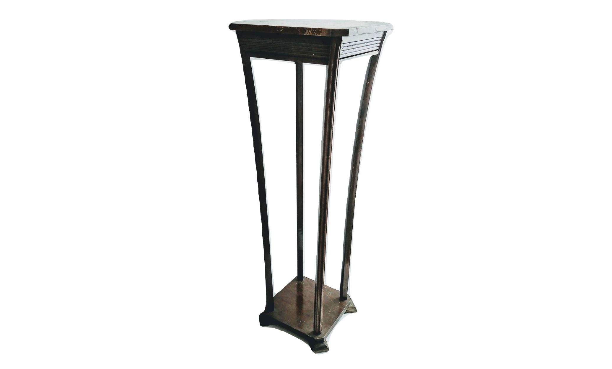 Antique French Wooden Brown Wood Tall Table Display Side Stand Display Rest Plinth Prop Stool Unique One Off Tabouret c1910-20's / EVE