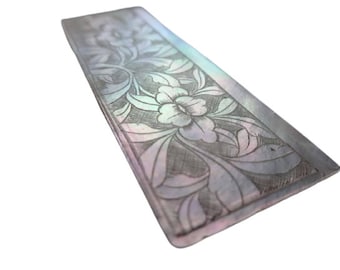 Antique Chinese Large Unfinished INDIVIDUAL Mother Of Pearl Lotus Flower Gaming Chip Counter Engraved circa 1800-1850&#39;s / EVE