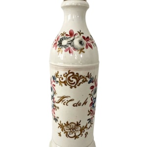 Vintage French Porcelain Ceramic Fil Deh Carafe Decanter Blue Gold White Unique Caraffe Vase Pot Flask Bottle c1880-1900&#39;s / EVE