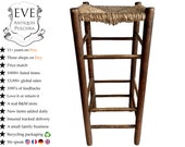 Vintage Rattan Tall Bar Stool French Wooden Wicker Brown Wood Woven Raffia Chair Seating String Woven Plinth Stand Pot c1970-80 39 s EVE