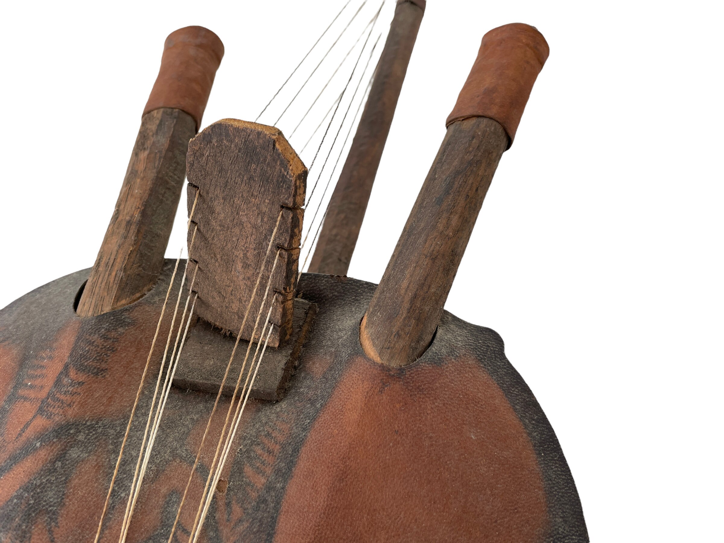 Vintage African Stringed Musical Instrument Drum Wooden Decor Carved ...