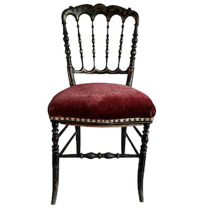 Antique French Napoleon Red Velvet Wooden Wood Straw Padded Chair Stand Display Rest Plinth Seating Prop Decor circa 1900's / EVE
