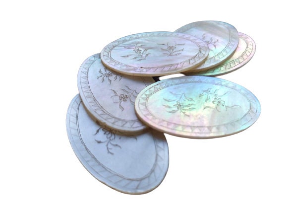 Antique Chinese INDIVIDUAL Mother Of Pearl Lotus Flower Rectangular Gaming Chip Counter Token Hand Carved c1800-1850/'s EVE de France