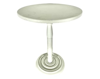 Vintage French Wooden Painted White Worn Chippy Wood Small Stand Display Plinth Pot Stand Prop Patina c1970-1980's / EVE