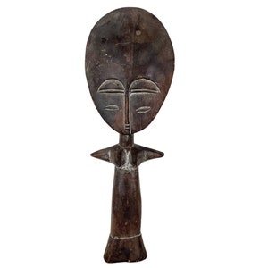 Vintage African Puppe Ashanti Akuaba Fertility Doll Pouppee Ghana Face Idol Primitive Art Carving Sculpture c1960-70&#39;s / EVE of England