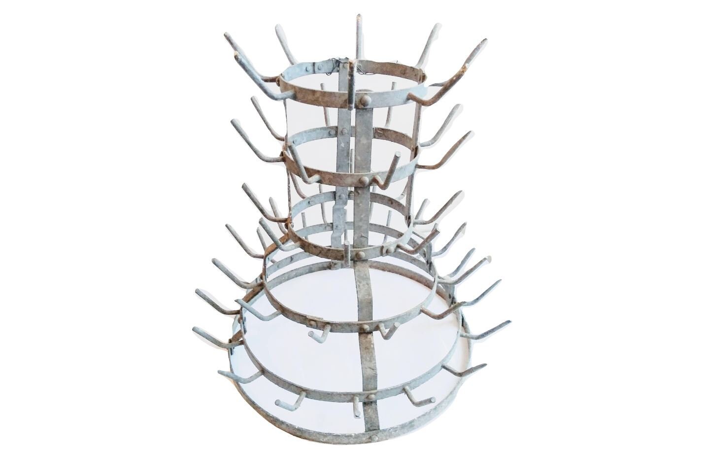 Vintage Français Metal Bottle Dryer Hanger Display Stand Storage Bar Brewery Vineyard Wine Beer Deco