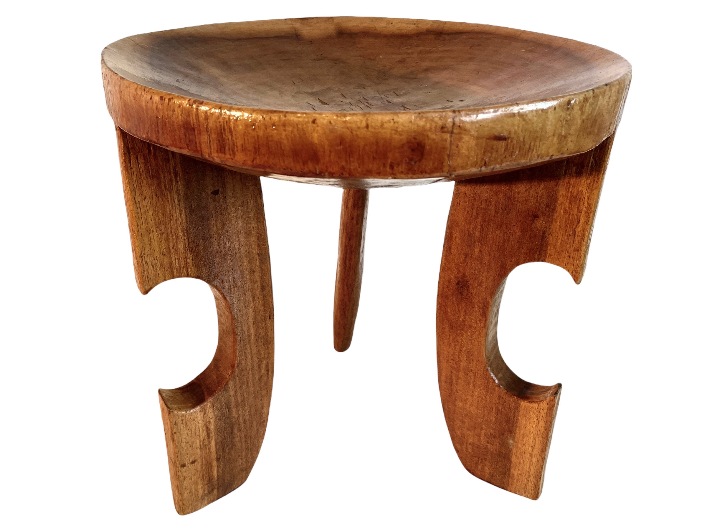 M*G様 EUREKA Vintage stool Vintage African Concave Round Bottom Wooden Brown Wood Small