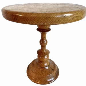 Vintage French Turned Wooden Display Plinth Stand Brown Natural Wood Small Rest Ornament Plant Pot Tabouret c1950-1960&#39;s / EVE