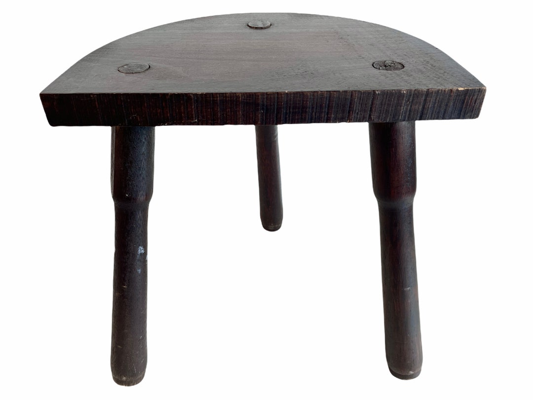 Vintage French D Stool Traditional Small Milking Wooden Brown Wood ...