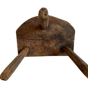 Antique French Traditional Three Leg Milking D Stool Wooden Brown Wood ...