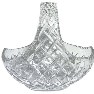 Vintage French Heavy Crystal Glass Fruit Bowl Basket Vase Display Ornament Decor Design c1960-70&#39;s / EVE