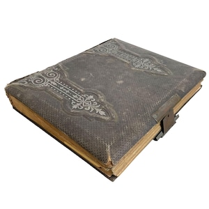 Antique French Leather Bound Photo Album Frame Original French Wedding Uniform Family Photos Decorative 35 Pictures c1880-1920&#39;s / EVE