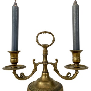 Vintage French Brass Candelabra Two Candles Light Lantern Candle Lamp Decor Design c1960-70&#39;s / EVE