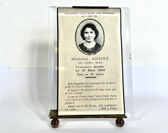 Antique Photo Picture Frame Stand Display French Brass Or Bronze Metal Glass Desktop Table Top Ornate Decorative Gold Small c1900's / EVE