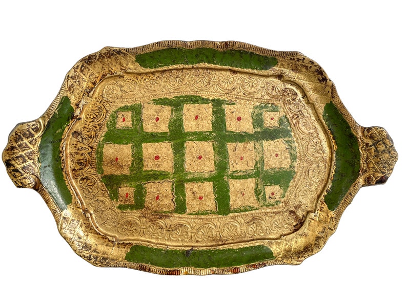 FLORENTINE WOODEN GOLD OVAL TRAY SMALL main image 1