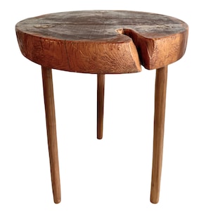 Vintage French Wooden Brown Wood Small Milking Stool Chair Stand Display Rest Plinth Seating Stump Cut Prop c2000&#39;s / EVE de France