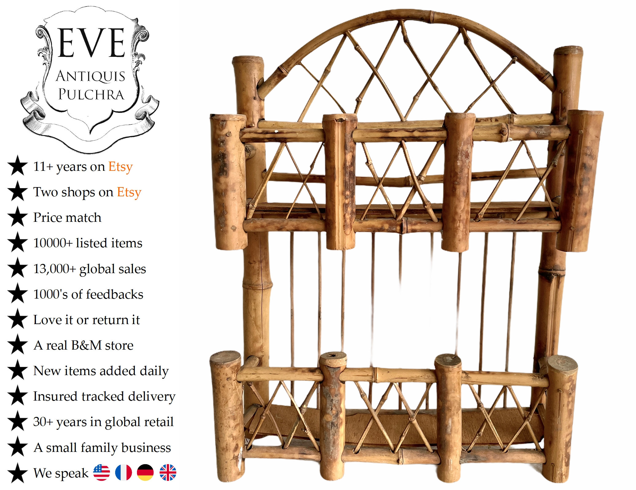 Vintage Vietnamien Bambou Brun Mur Monté Debout Petite Étagère Stand Affichage Socle Plinth Prop Cir