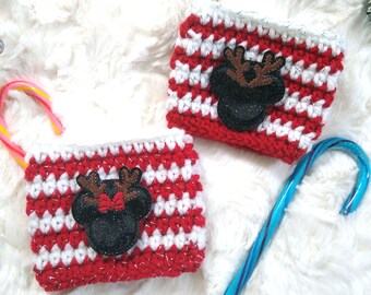 Mr. and Mrs. Reindeer Mouse Crochet Cup Cozy, cup cozy, Christmas gift, gifts for her, coffee mug sleeve, coffee sleeve, mug cozy