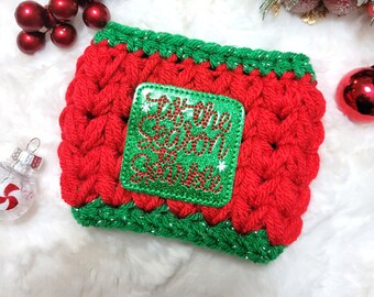 Season to Sparkle Crochet Cup Cozy, cup cozy, Christmas gift, gifts for her, Disney gift, coffee mug sleeve, coffee sleeve, mug cozy