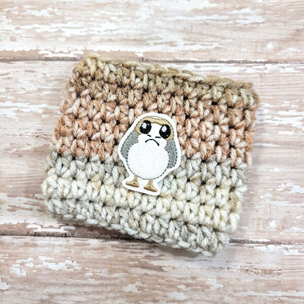 Porg Crochet Cup Cozy- alien cup cozy - gifts - gifts for her - disney gifts - coffee mug sleeve - coffee sleeve - mug cozy