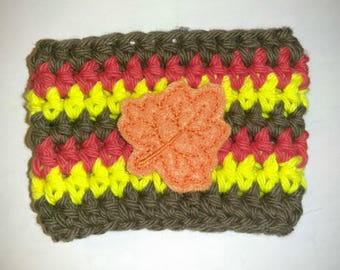 Fall Orange Leaf Crochet Cup Cozy (cup sleeve, crochet sleeve, fall, leaf,  autumn, thanksgiving)