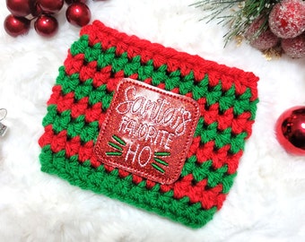 Santa's Favorite Crochet Cup Cozy, cup cozy, Christmas gift, gifts for her, Disney gift, coffee mug sleeve, coffee sleeve, mug cozy
