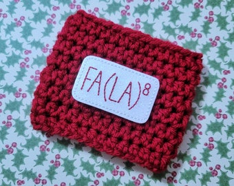 Fa La La Crochet Cup Cozy, cup cozy, Christmas gift, gifts for her, christmas, coffee mug sleeve, coffee sleeve, mug cozy