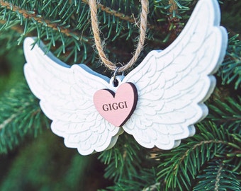 Personalized Angel Wing Ornament / Bereavement Gift / In Loving Memory, Infant/Baby Loss, Condolence / Christmas Tree Remembrance / Grandma