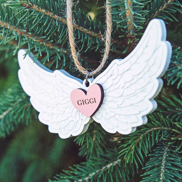 Personalized Angel Wing Ornament / Bereavement Gift / In Loving Memory, Infant/Baby Loss, Condolence / Christmas Tree Remembrance / Grandma