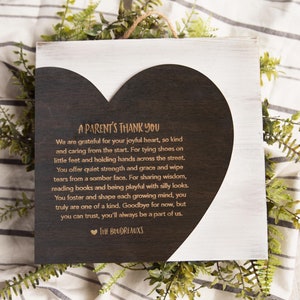 Personalized Babysitter Heart Wood Sign: Nanny Thank You Gift