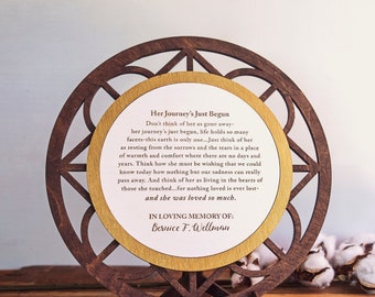 Bereavement Gift / My Journey's Just Begun / Personalized Plaque / In Loving Memory, Loss of Loved One, Condolence Decor / Memorial Sympathy