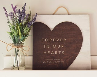 Personalized Memorial Sign: "Forever in Our Hearts" Bereavement Gift