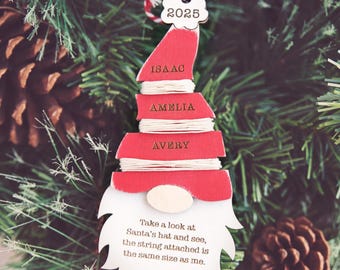 Personalized Kids Height Ornament: Christmas Gnome Growth Keepsake
