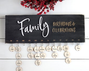 Family Celebrations Sign / Birthday Anniversary Board Home Decor  / Personalized Wooden Calendar / Gift for Mom Grandma