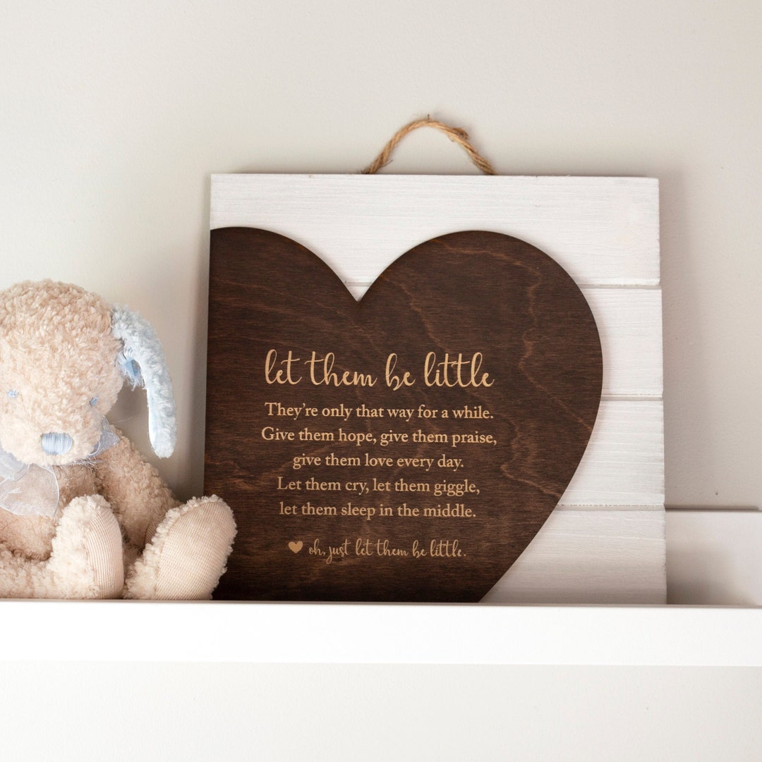 Let Them Be Little Layered Wood Sign 10x10 Hanging Rustic Heart Decor ...