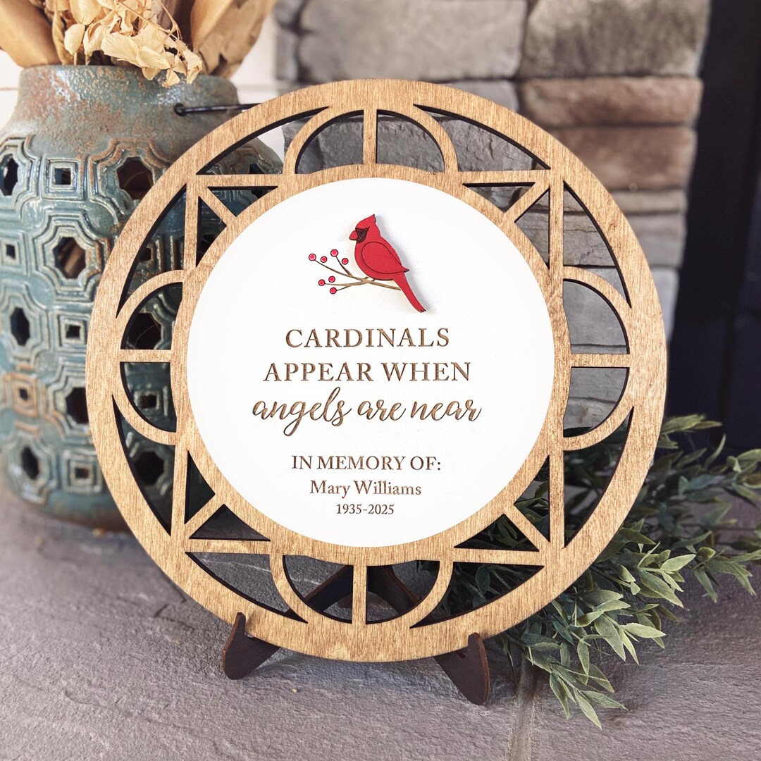 Personalized Cardinal Memorial Sign: Sympathy Gift, Engraved Birch Wood ...