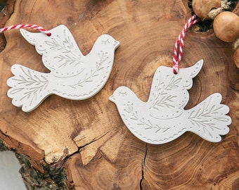 Turtle Dove Friendship Christmas Ornaments | Gift for Friend | Best Friends “Bestie” Stocking Stuffer Gift Set of 2  - Give One, Keep One