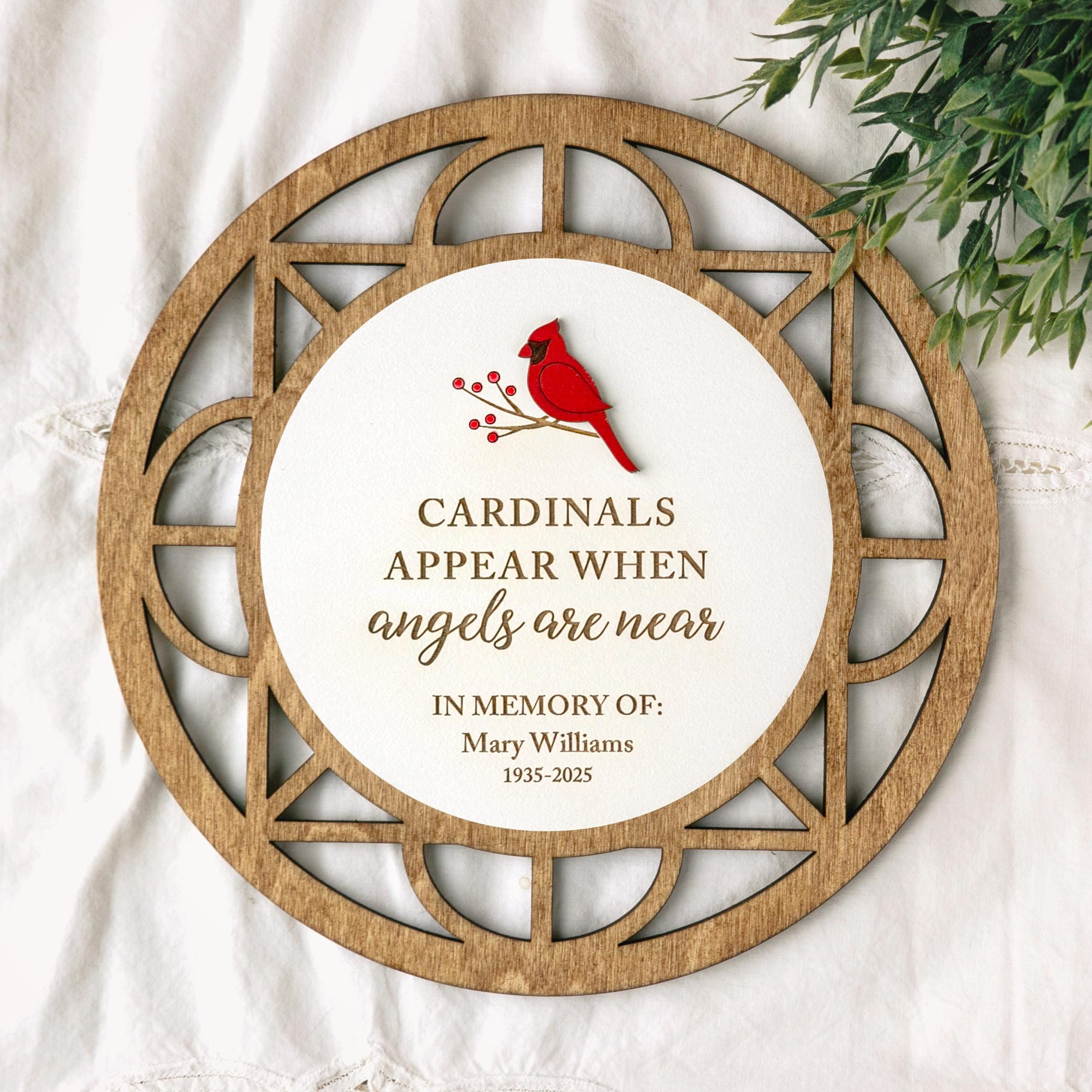 Personalized Cardinal Memorial Sign: Sympathy Gift, Engraved Birch Wood ...